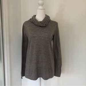 LOFT Ann Taylor Women Heathered Brown Cowl Neck Long Sleeve Pullover Sz M